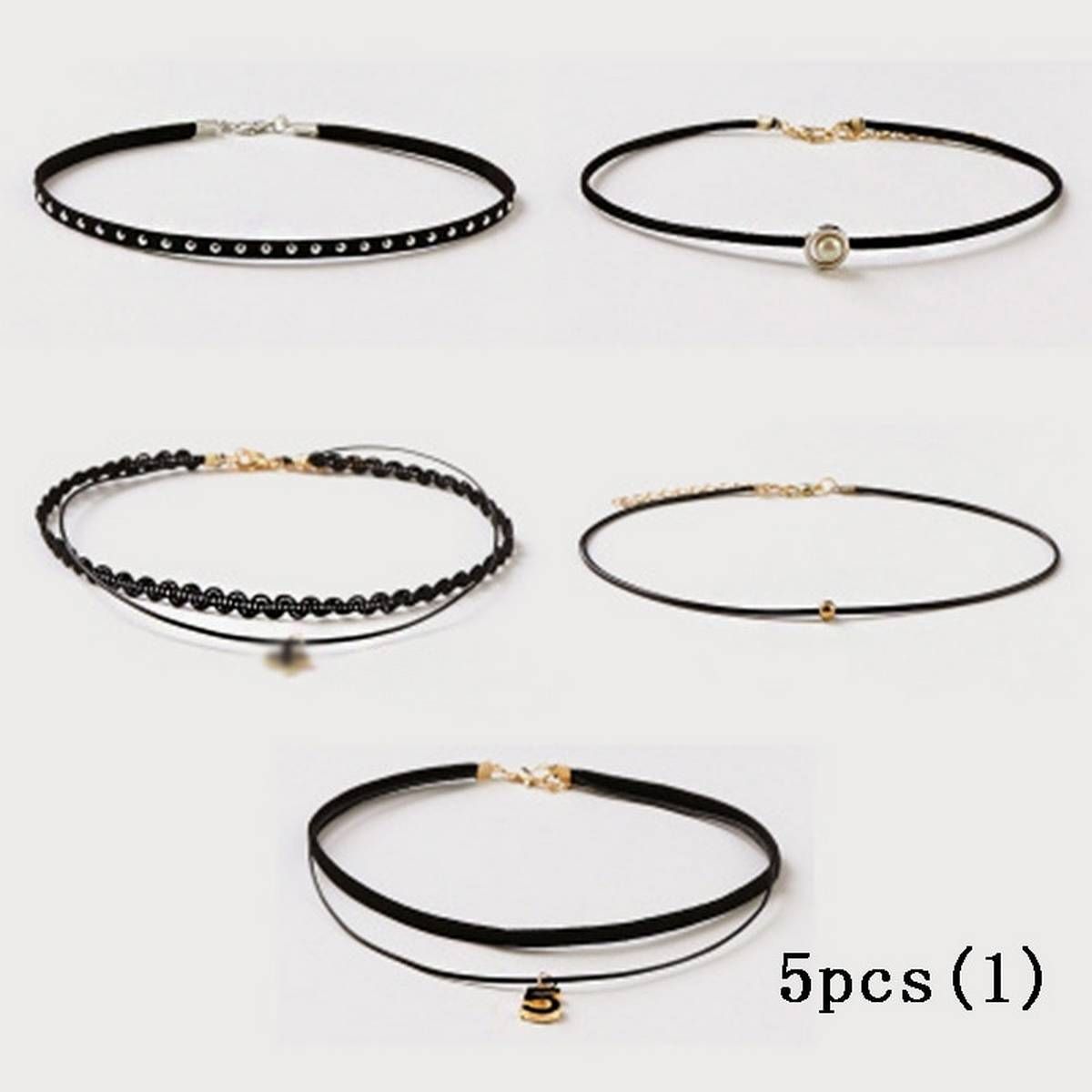 Fashion 5pcs Girls Multi-layer Lace Black Choker Necklace Kid Stretch Velvet Classic Gothic Tattoo Lace Choker Children Necklace