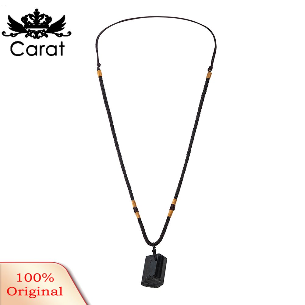 Natural Tourmaline Pendant Stone Single Circle Sweater Chain Necklace Jewelry