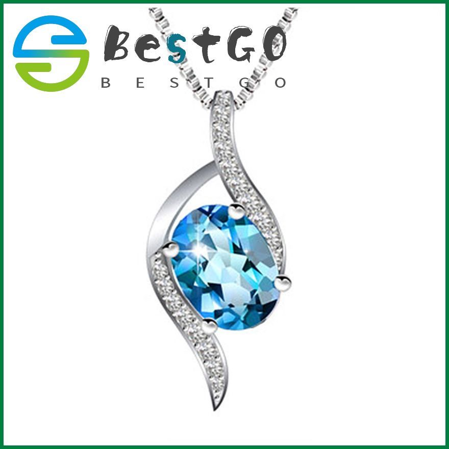 Korean Of Amethyst Lucky Drop Pendant Necklace Clavicle Chain Simple Bright Shining Elegant Topaz Pendant