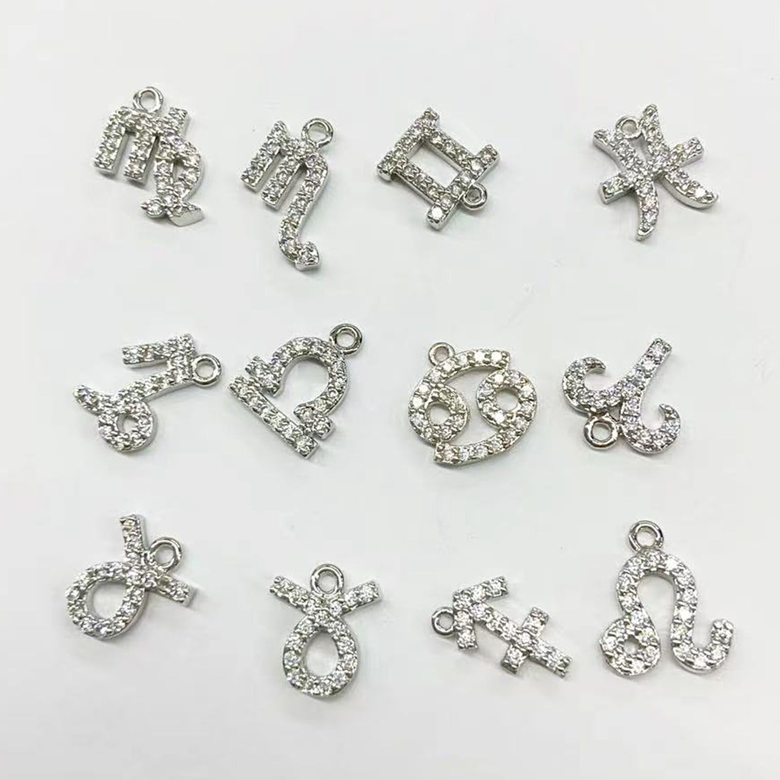 Necklace Charm 12 Zodiac Signs Rhinestone 12 Zodiac Signs Pendant