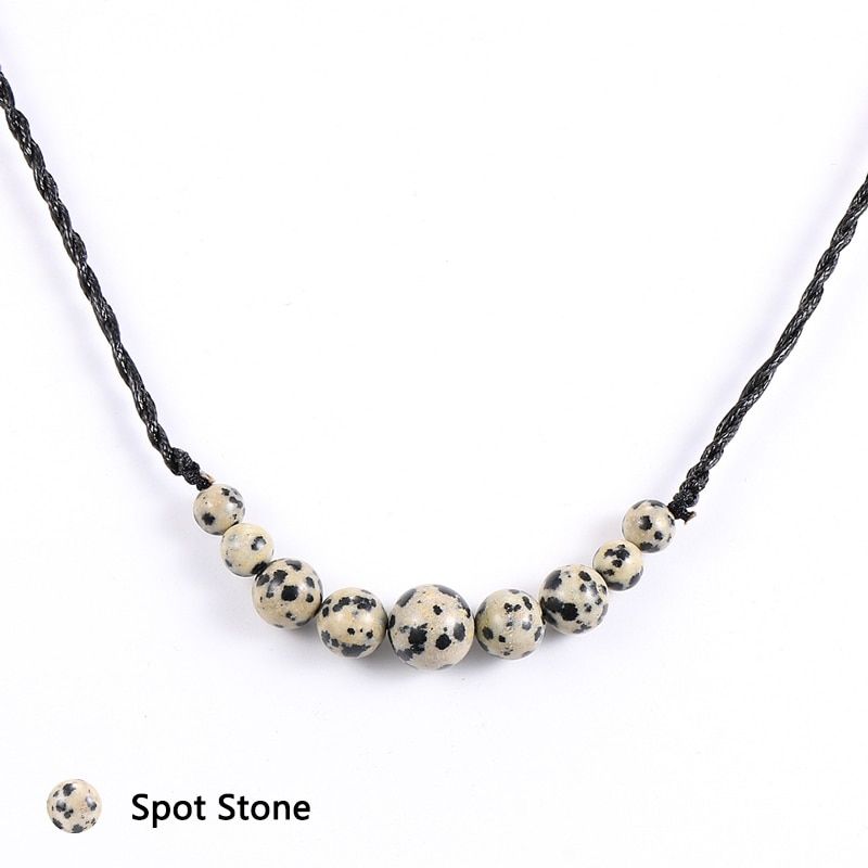 Men Women Natural Stone Beads Tiger Eye Necklace Lapis Lazuli Crystal Adjustabal Waxed Rope Wrap Chain Choker Jewelry