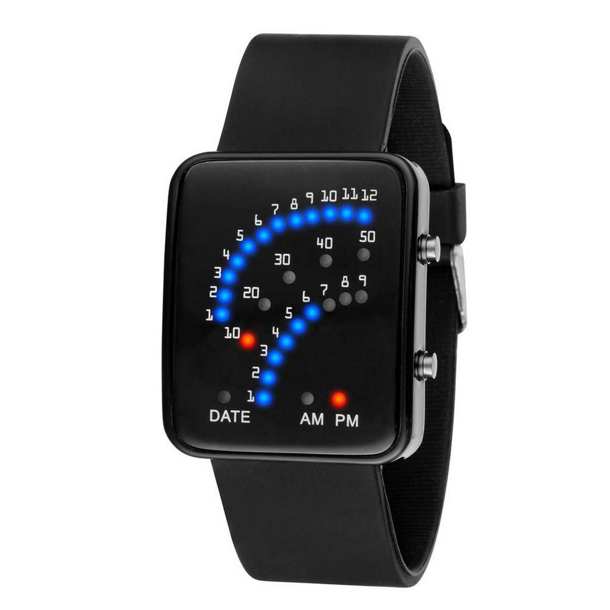 Sport Watch Women Mens Futuristic Style Multicolor LED Sport Wrist Watch BK
