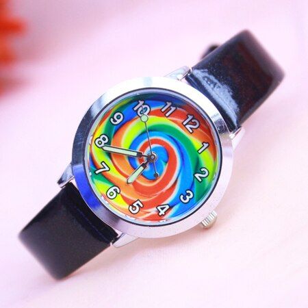 women girls candy lovely leather quartz watches kids cartoon cute electronic watches students Luminous pointer gifts clock