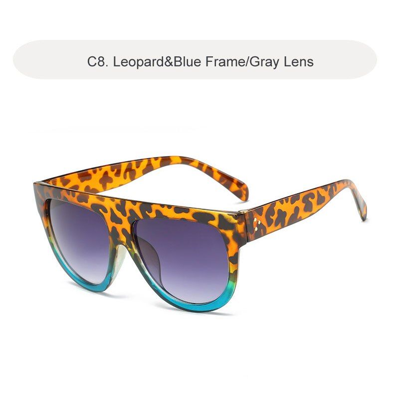 C8 Leopard-BlueBrand Designer Vintage Sunglasses Women 2020 Retro Flat Top Gradient Sun Glasses For Women Fashion Rivet Shades Female Glasses