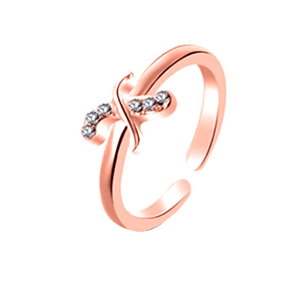 Fashion Simple 26 Letter Inlaid Opening Finger Lady Jewelry Gift