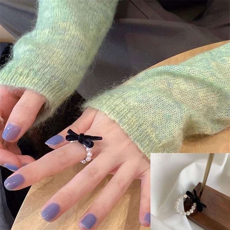 AOMU 2020 Fashion Crystal Beaded Rings Cute Minimalist Coloful Beads Geometric Stacked Fine Rings for Women Party Gift Jewelry