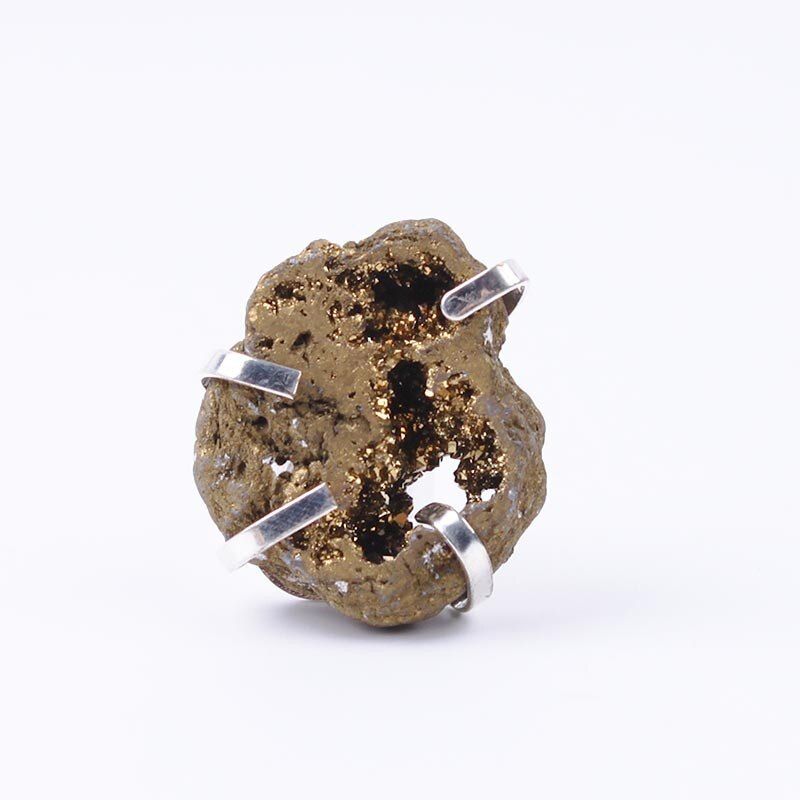 1pcs Natural Druzy Geode Rings Stones Quartz Agates Cluster Plating Colors Colorful Ring Jewelry For Women
