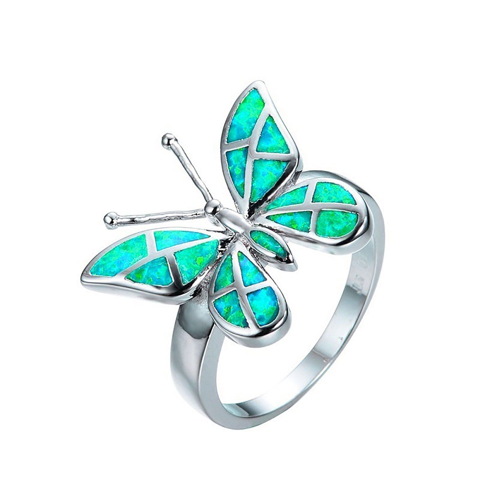 Women Ring Compt Shining Rhinestone Butterflies Finger Band