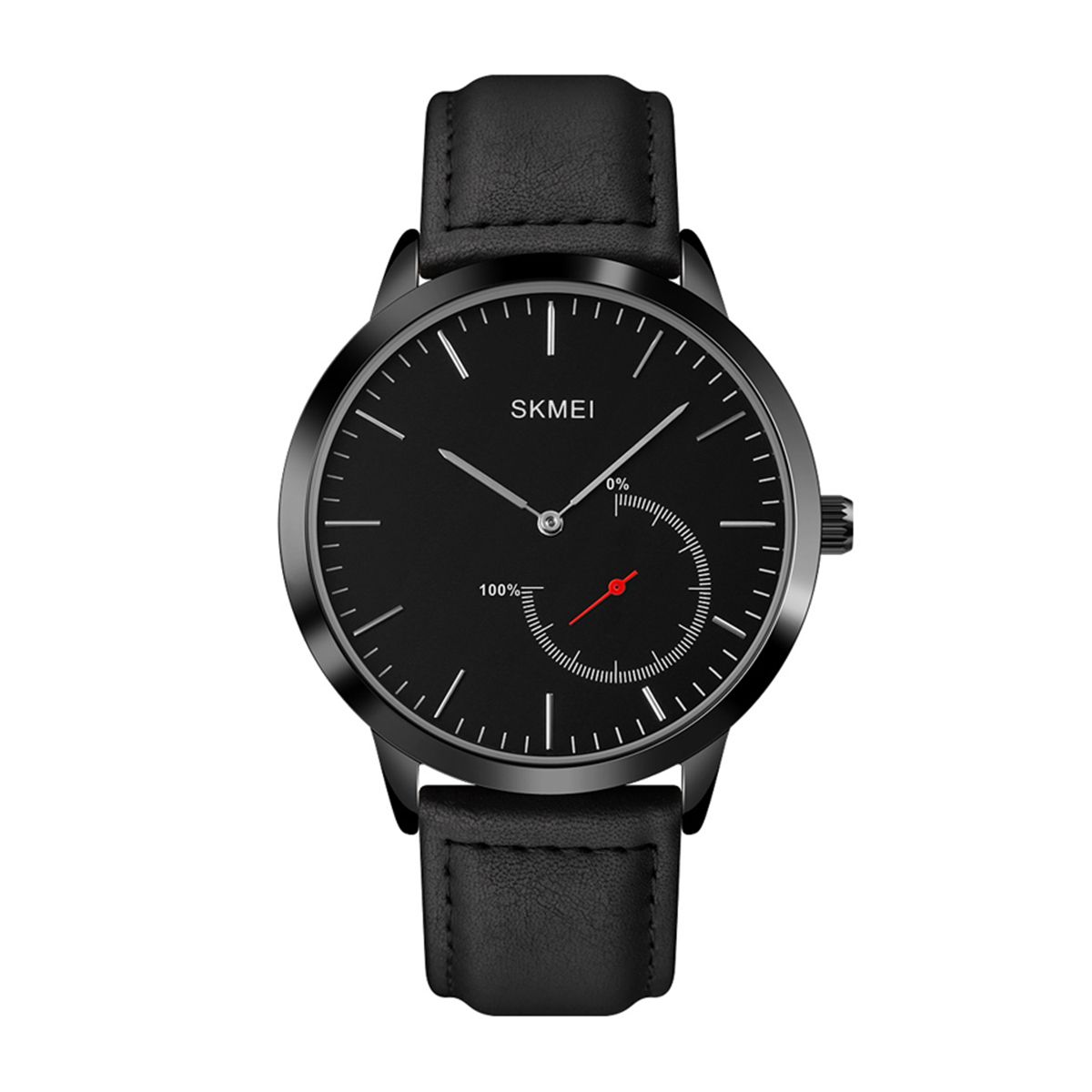 SKMEI 1510 Black PU Leather Smart Analog Watch For Men - Black