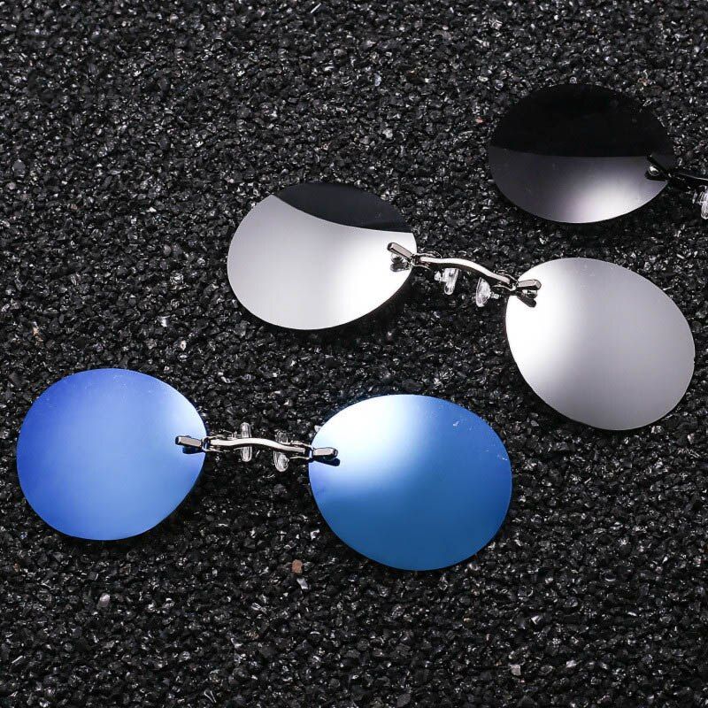 RedFashion Clip On Nose Sunglasses Men Vintage Mini Round Sun Glasses Hacker Empire Matrix Morpheus Rimless Sunglasses UV400