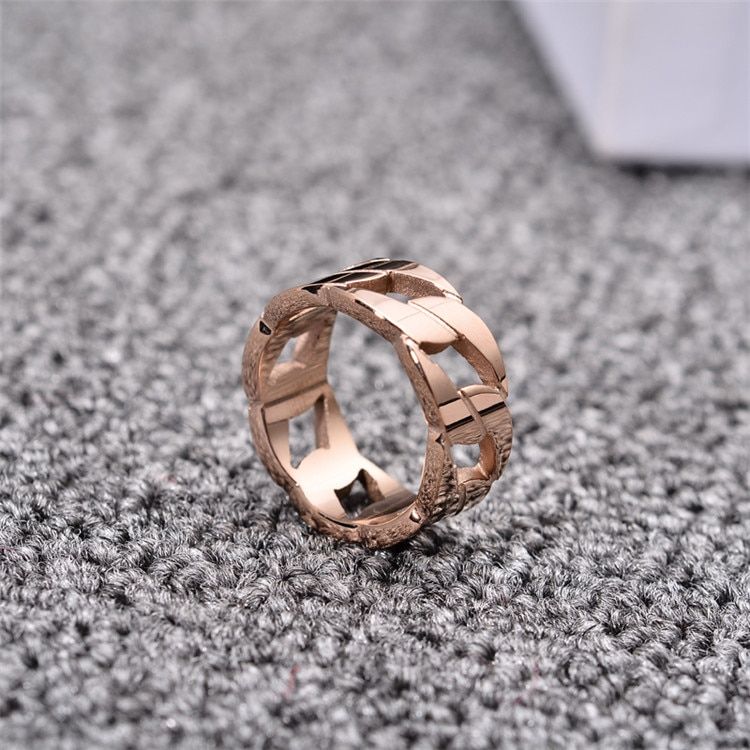 YUN RUO  Arrival Fashion Thick Chain Rings Rose Gold Color Fashion Titanium Steel Jewelry Birthday Gift Woman Drop Ship 2019