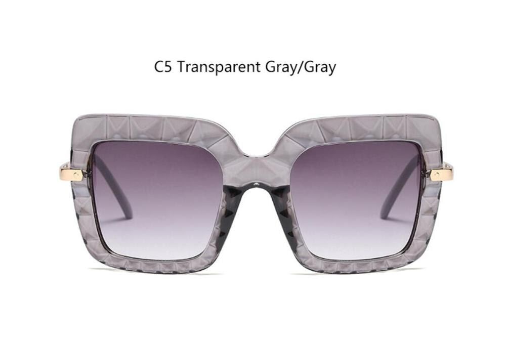 C5 clear gray frameNew 2019 Oversized Square Sunglasses Luxury Designer Transparent Women's Glasses Big Elegant Black Red Shades Summer Glasses