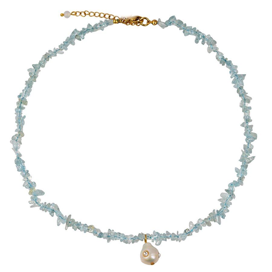 Collar Chokers boho Quartz bohemia Necklace Dropship Reef coral chips crystal stone beads freshwater pearl annilu necklace women