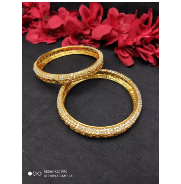 Gold Plated Wedding Jewelry Bangle Set Of - 2 Pcs