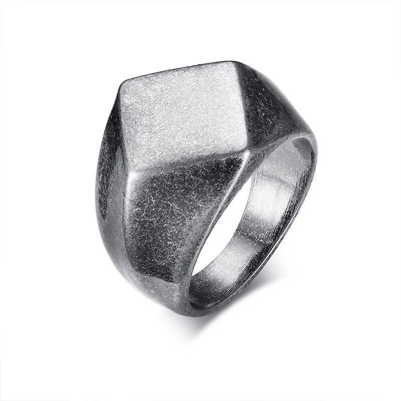 Assorted Colors Signet Ring for Men Stainless Steel Quadrangle Flat Top Square Mens Jewellery