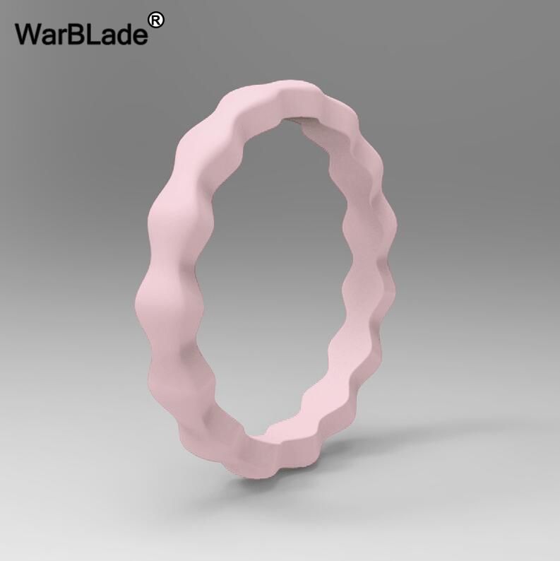 WBL 2019  FDA Food Grade Silicone Ring Hypoallergenic Crossfit Flexible Wave Silicone Finger Ring 3mm For Women Wedding Rings