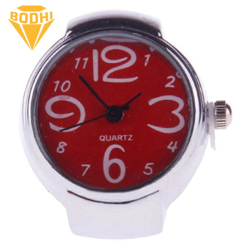 BODHI Women's Girls' Sleek Steel Round Dial Elastic Creative Quartz Finger Ring Watch