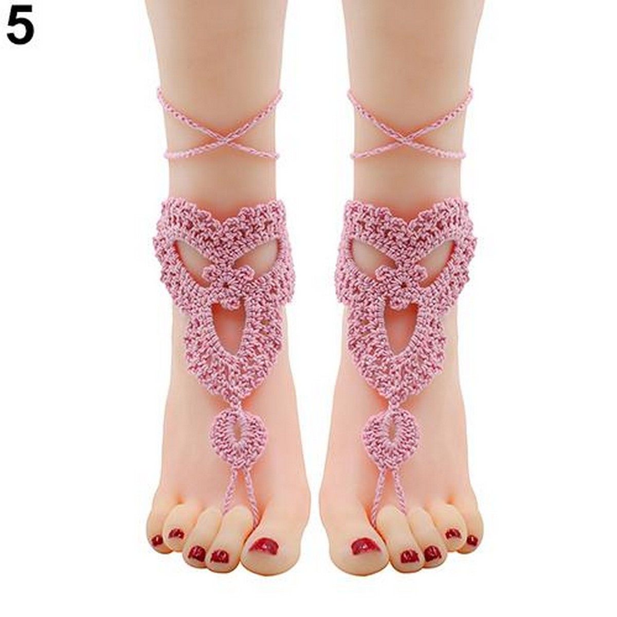 Girl's Barefoot Crochet Cotton Ankle Chain Bracelet Foot Jewelry