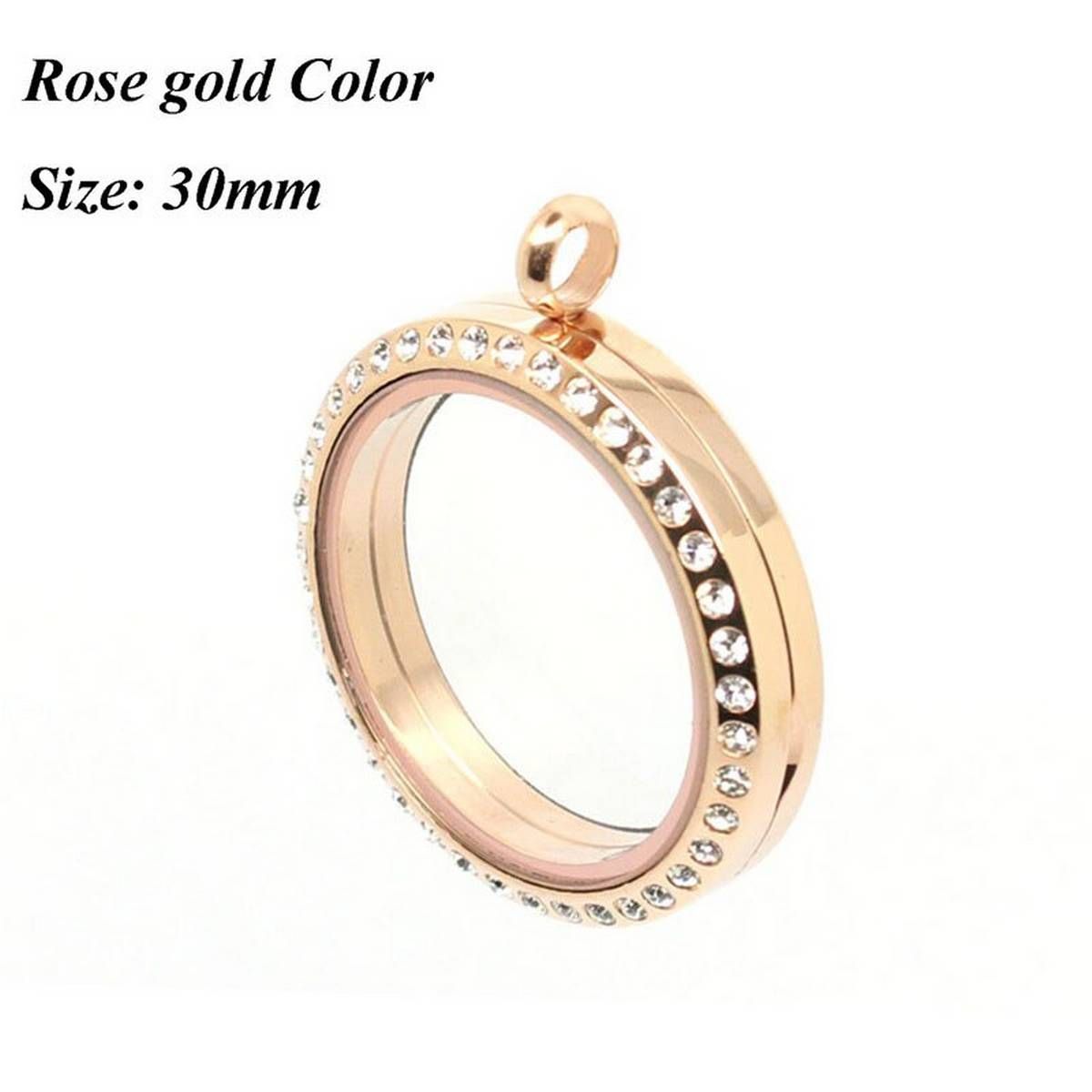Wholesale rose gold Color 20mm 25mm 30mm 35mm Magnetic 316L stainless steel floating locket pendant