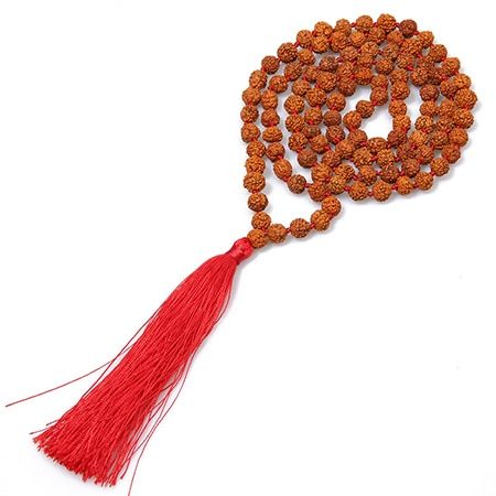 SHINUSBOHO Classical Necklace Men Women Rudraksha Knotted Rope Indonesia Strand Necklace Prayer Tassel Long Kolye