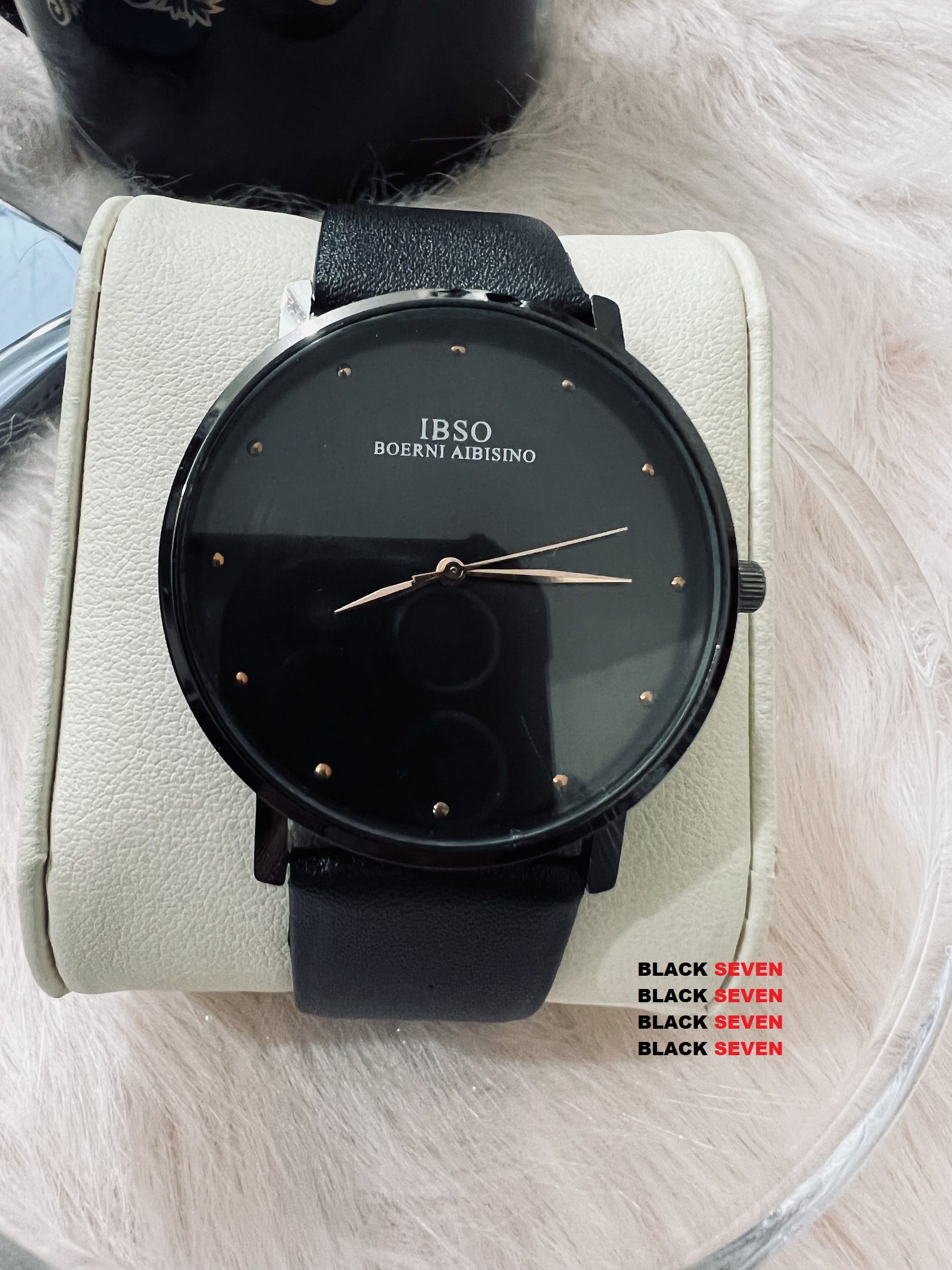 AM92 OIBSO NEW Artificial Leather Analog Watch for Men Full Black