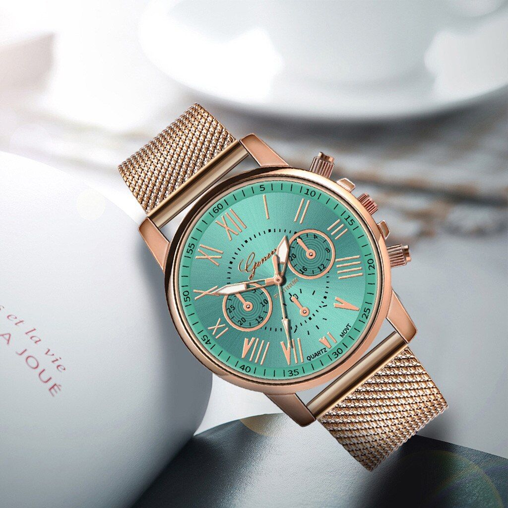 Luxury Quartz Sport Military Stainless Steel Watch Dial Leather Band Wrist Watch orologio donna