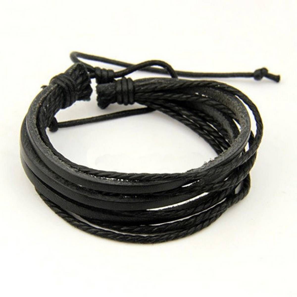 Men's Leather Bracelet Braided Rope Surfer Tribal Wrap Multilayer Cuff Wristband Bracelet