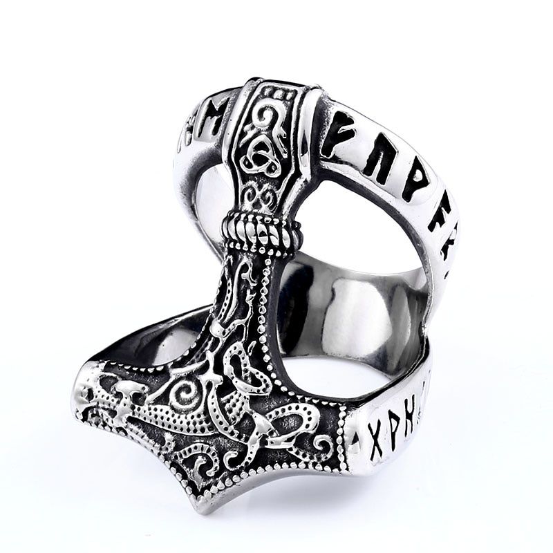 Beier 316L Stainless Steel Nordic Viking Ring  Rune beads Signet wolf Scandinavn Odin Symbol fashion Men Jewelry  LR522