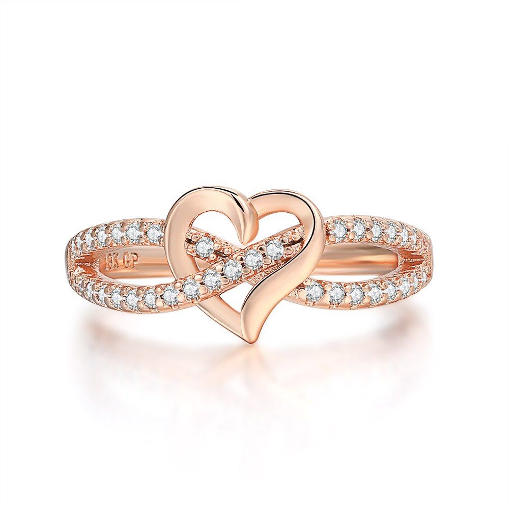 Romantic Heart Rings For Women Wedding Engagement Finger Midi Rings Crystal Accessories Fashion Jewelry DZR026