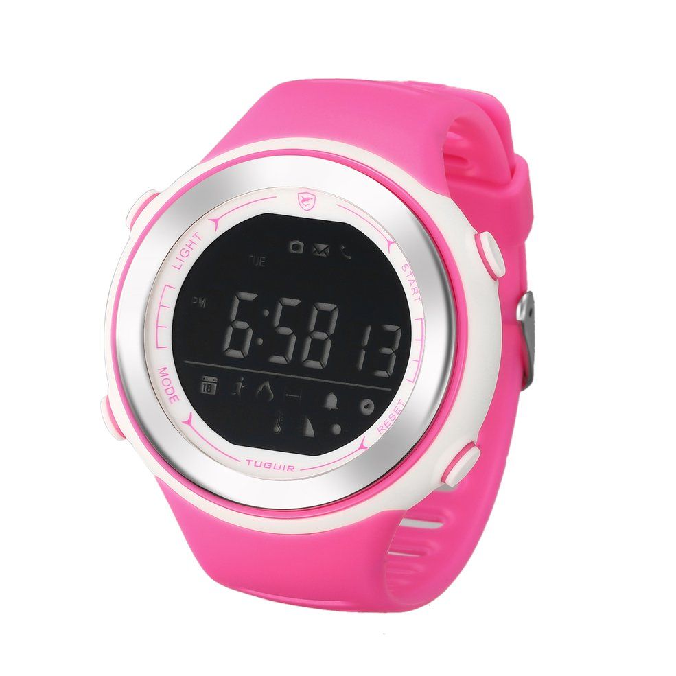 Silver case black flour red word pink tape double display quartz watch - Multicolor