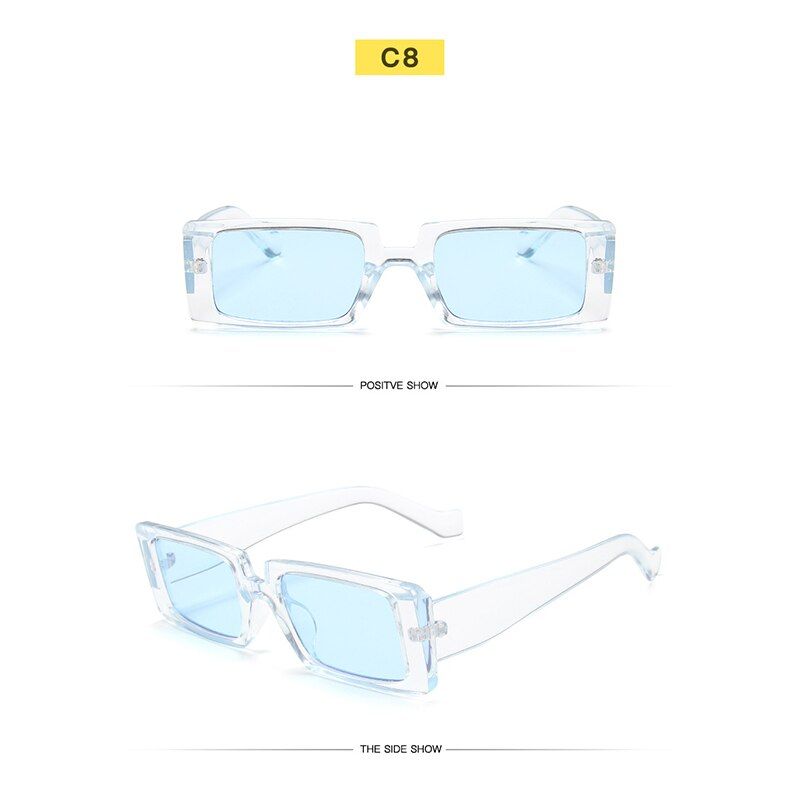 8Fashion Sunglass for Women Vintage Transparent Rectangle uv400 Brand Designer Luxury sun glasses oculos Gafas 2020 Outdoor beach