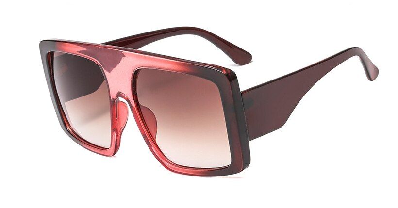 C5 red tea47254 Oversized Square Sunglasses Men Women Fashion Shades UV400 Vintage Glasses