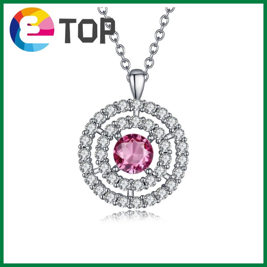 European And American Creative Fashion Round Necklace Pink Bridal Pendant