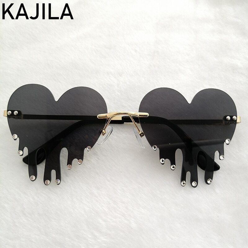 Heart Black2020 Fashion Rimless Sunglasses Women Brand Designer Frameless Clouds Tassel Vintage Steampunk Sun Glasses Woman Shades Gafas
