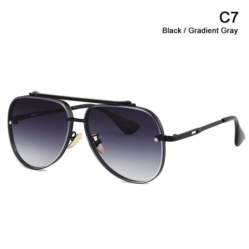 JackJad 2021 Fashion Mach Six Metal Pilot Style Gradient Sunglasses Cool Unique Men Women Vintage  Design Sun Glasses 2A103-C7 Black Gray-UV400