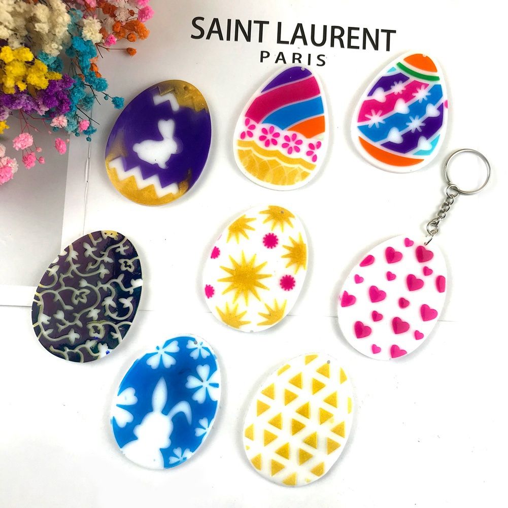 Easter Keychain Silicone Mold DIY Easter Egg Bunny Key Pendant Decorative Crystal Epoxy Resin Mold for DIY Easter