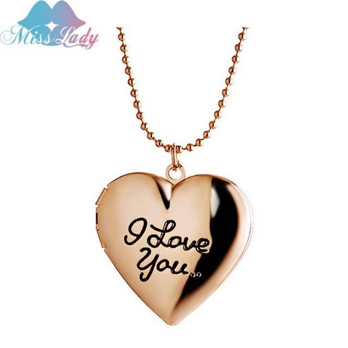 I love You Locket Pendant Necklace