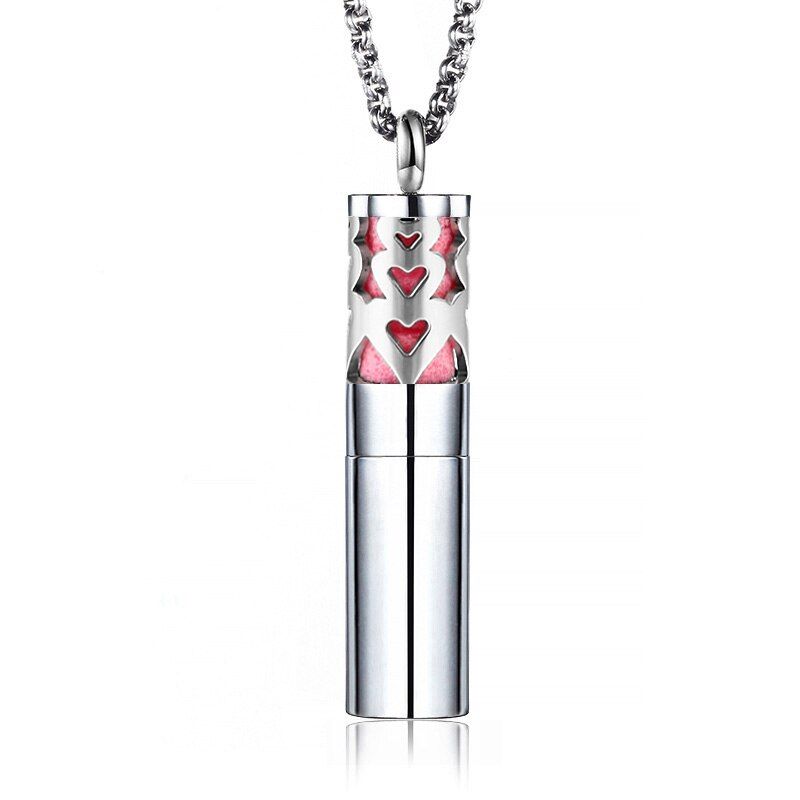 Ubelieve Perfume Hollow Out Essential Oils Storage Diffuser Necklace Aromatherapy Locket Pendants 316L Stainless Steel Necklace
