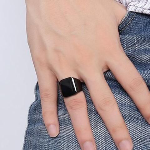 Yellow Chimes Cool Casual Stainless Steel Ring for Men (Black)