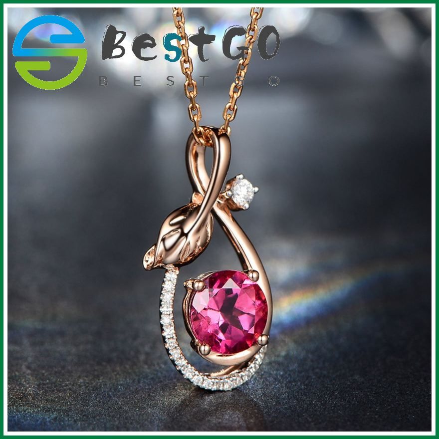 European And American Natural Red Tourmaline Pendant K-Plated Gold-Plated Colored Gemstone Pendant Characteristic Creative Necklace