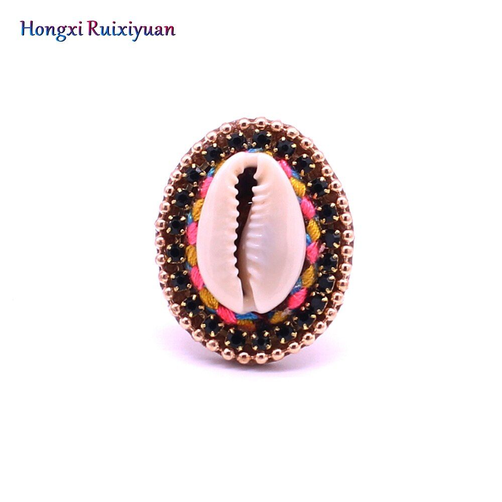 2019 ring fashion shell rhinestones rings for women bohemian handmade charm shell shell face jewelry party gifts