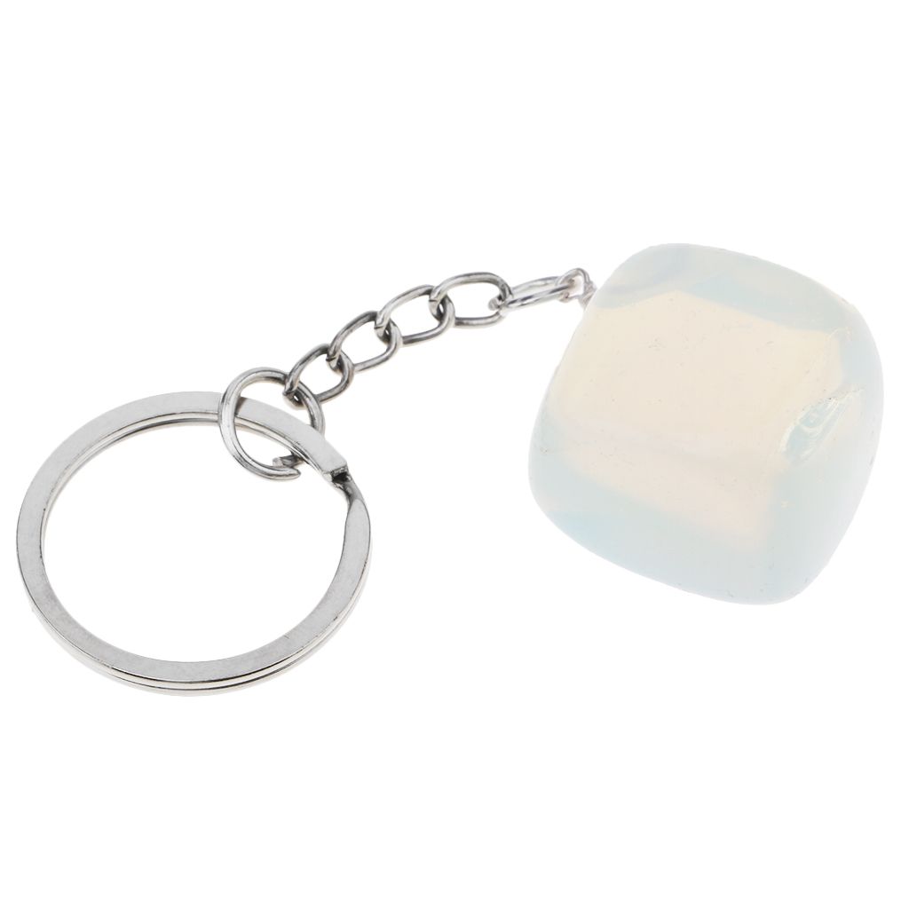 Natural Crystal Raw Gemstone Key Ring Key Chain Bag Pendant Opal