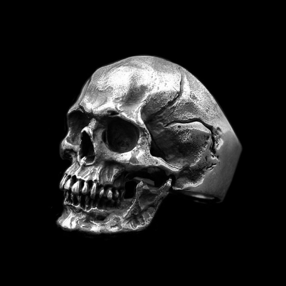 Fashion Gothic Punk Detail for Men Retro Skeleton Devil Male Ring Steel Skulls Exaggeration Ring Jewelry