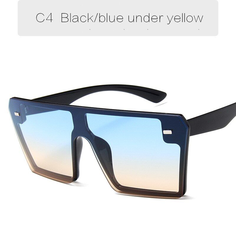 C4HDTANCEN Oversized Square Sunglasses Women Luxury Brand Fashion Flat Top Red Black Clear Lens One Piece Men Gafas Shade Mirror