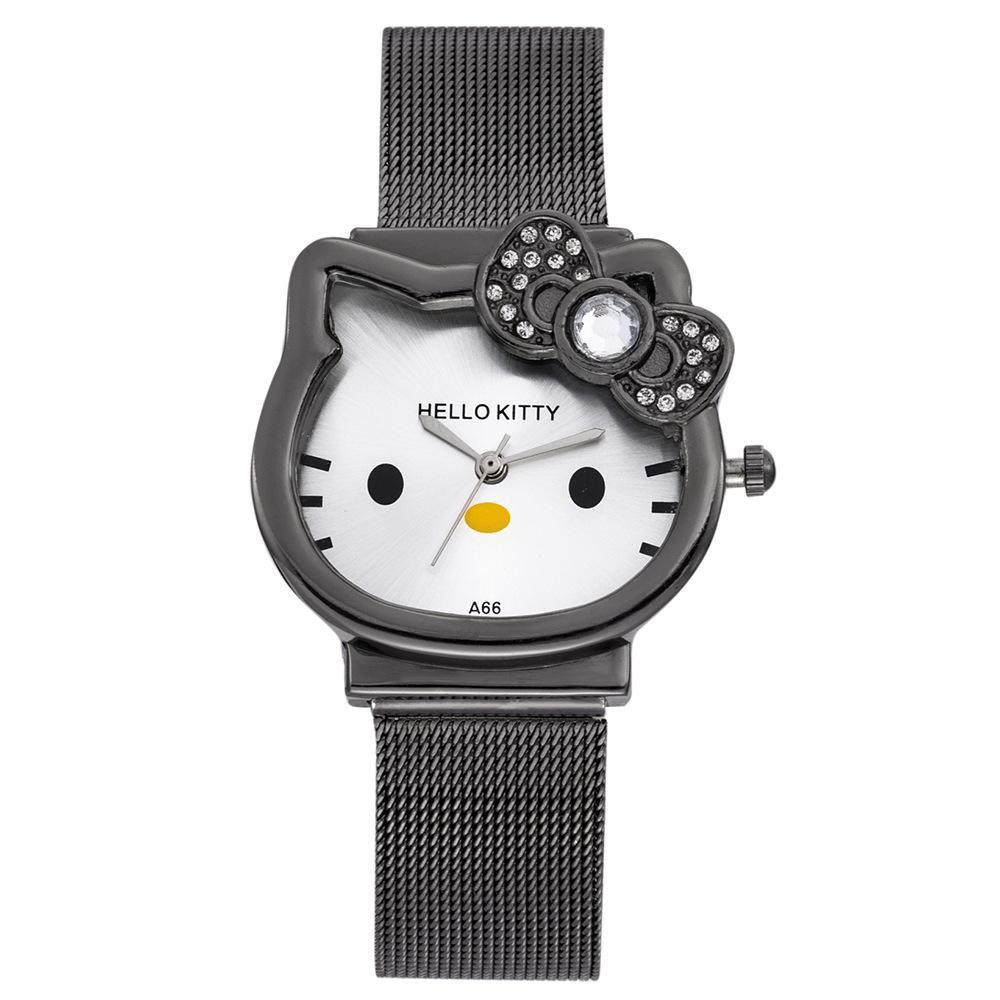 Fashion Girls Quartz Watch Cartoon Waterproof Children Bracelet Watches Stainless Steel Cute Hello Kitty Watch Women Kids Clock Gifts