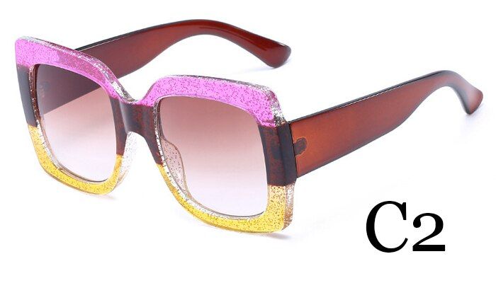 C22020 Italy Luxury Brand Oversized Square Sunglasses Women Mirror Sun glasses Vintage Green Red Sun Glasses Female Goggle Eyewear