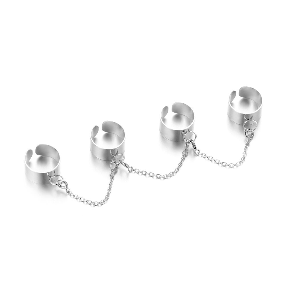 2020 Fashion Metal Punk Cool Hip Pop Multi-layer Adjustable Chain Four Fingers Open  Alloy  Rotate Rings for Unisex Party Gift