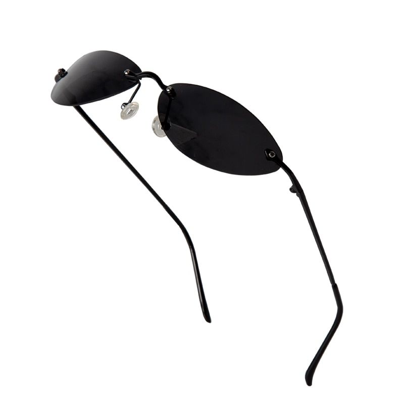 C1WEARKAPER Fashion Cool The Matrix Neo Style Polarized Rivets Sunglasses Men Slim Rimless Brand Design Sun Glasses Oculos De Sol