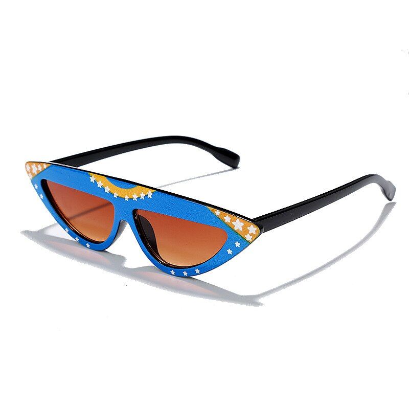 C2WHO CUTIE 2020 Fashion Ethnic Style Cool Sunglasses Brand Designer Leopard Frame Star Pattern Triangle Sun Glasses Shades S229