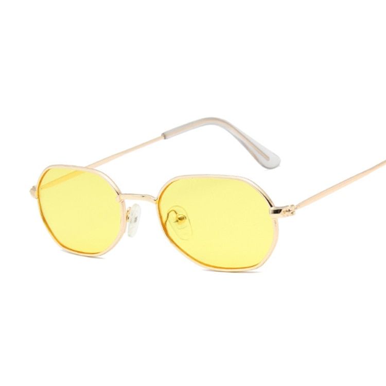 GoldYellowVintage Small Octagon Sunglasses Women 2019 Ladies Fashion Shade Brand Designer Square Metal Frame Sun Glasses Red Yellow Pink